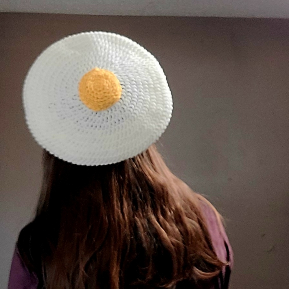 Handmade Sunny Side Up Egg Beret